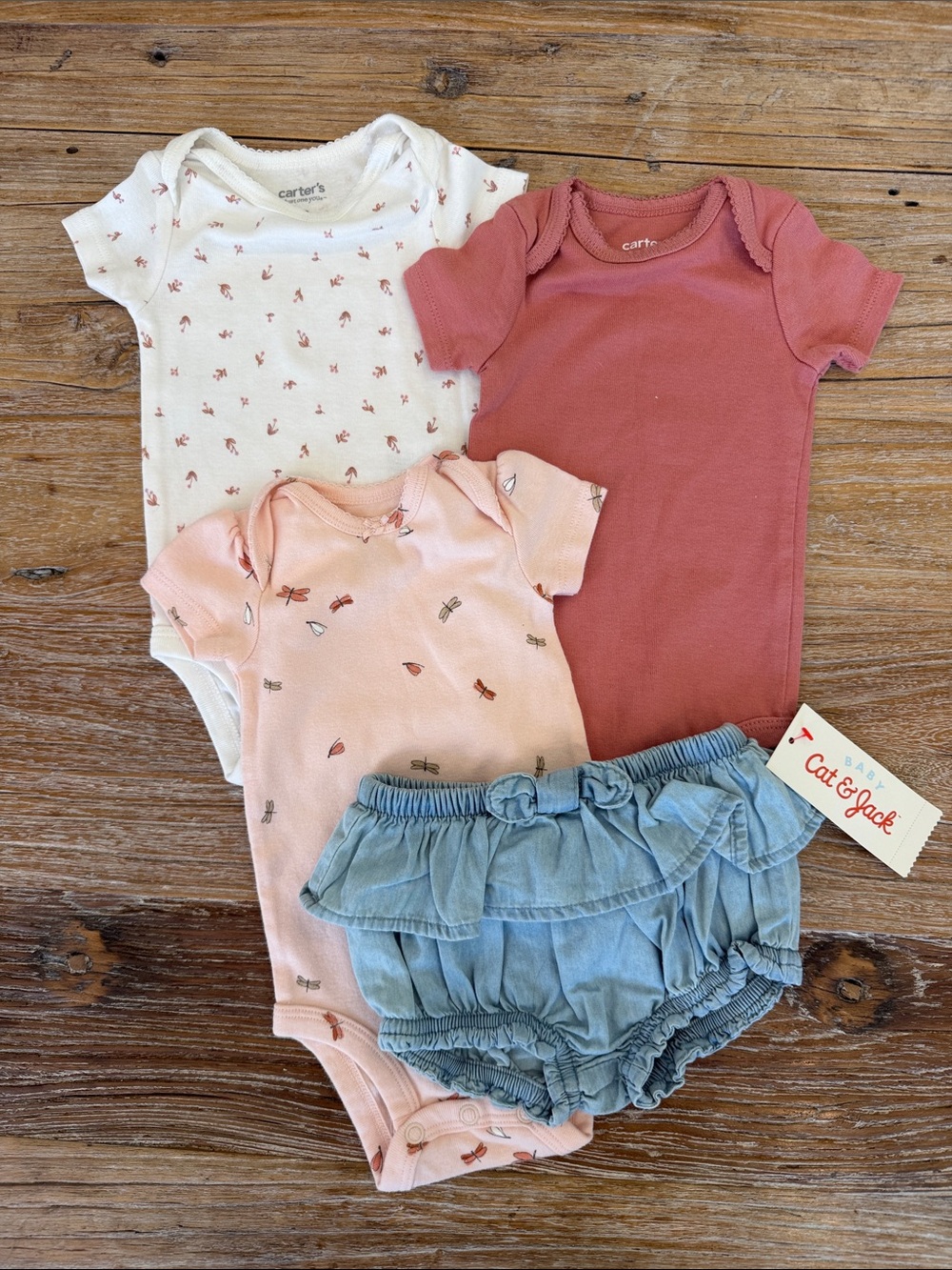 Carter's 3-Pack Short Sleeve One-Piece Set and Cat jack bloomers